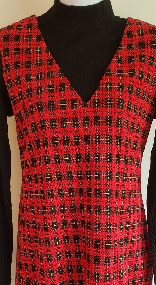 All that Jazz Red and Black Long Sleeve Dress